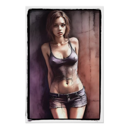 Poster Art numérique, fille grunge (Devant)