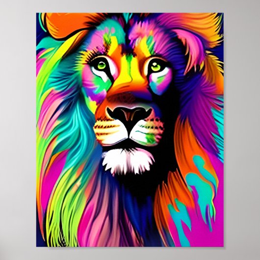 Poster Art numérique Lion coloré (Devant)
