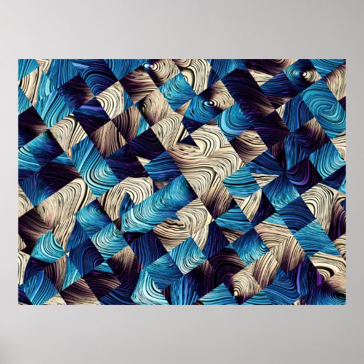 Poster Art numérique motif abstrait. image bleue Abstrait (Devant)