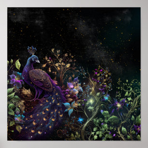 Poster Art numérique Peacock foncé 9
