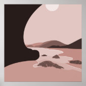 Poster Art numérique Rose Feminine Beach Paysage marin (Devant)