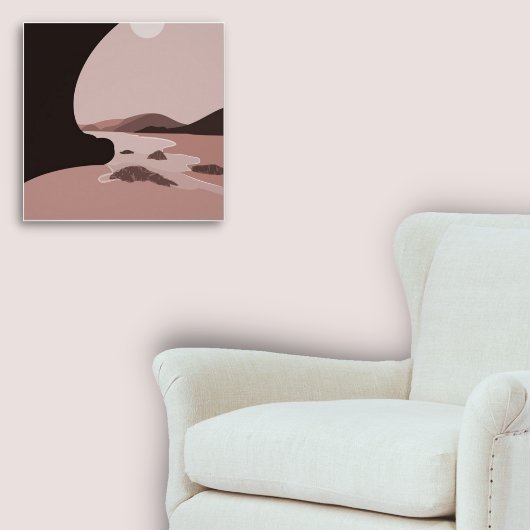 Poster Art numérique Rose Feminine Beach Paysage marin