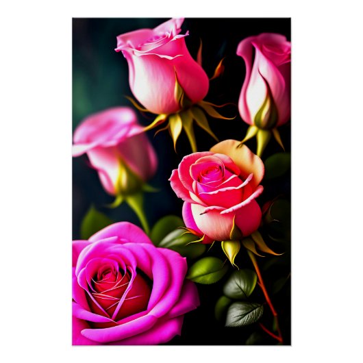 Poster Art numérique rose Roses-48345 (Devant)