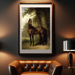 Poster Art numérique vintage équestre paysage de cheval<br><div class="desc">Poster de peinture Equestrian Brown vintage avec art numérique de style vintage</div>