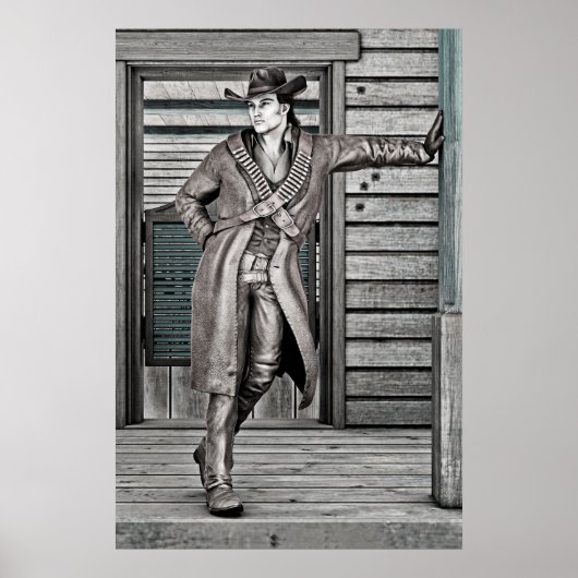Poster Art occidental rustique de cow-boy vintage (Devant)