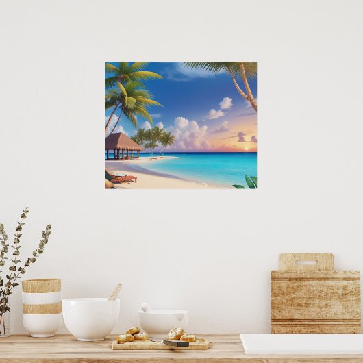 Poster Art Ocean Beach Scène (Cuisine)