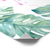 Poster Art original Aquarelle Tropicale Flamant rose rose (Coin)