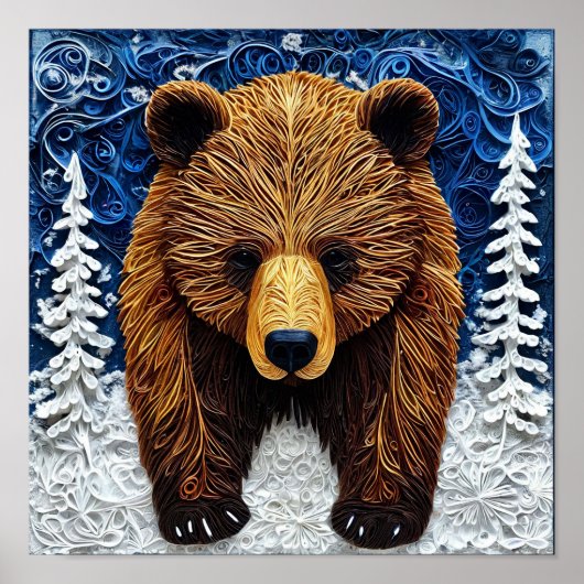 Poster art ours grizzly (Devant)