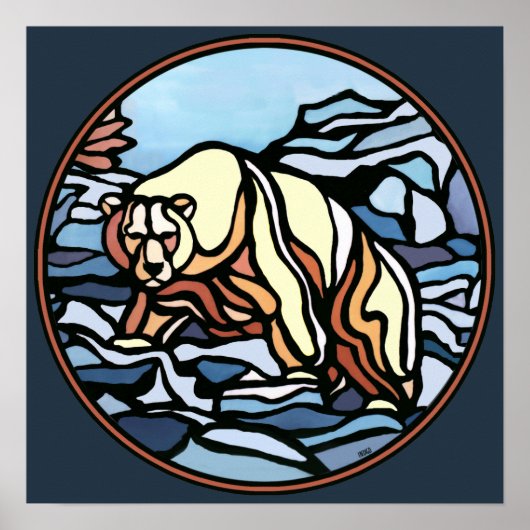 Poster Art Ours Polaire Imprimer Faune Tribale Décor de l (Devant)