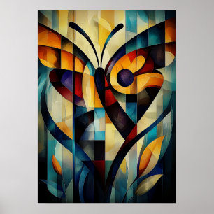 Poster Art papillon abstrait - Conception de nature géomé