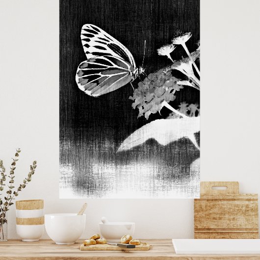 Poster Art papillon | Noir et blanc (Cuisine)