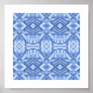 Poster Art pastel doux abstrait bleu staccato