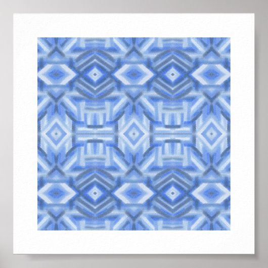Poster Art pastel doux abstrait bleu staccato (Devant)