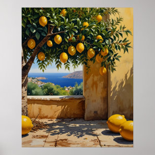 Poster Art Paysage Méditerranéen Orange Tree