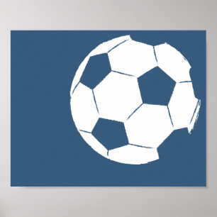 Poster Art peint à la main moderne de ballon de football