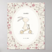 Poster Art personnalisé de lapin – Nom Date de naissance  (Devant)