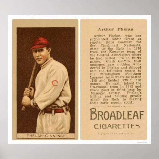 Poster Art Phelan Reds Baseball 1912 (Devant)