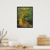 poster art photo automne pont sous bois rivière (Cuisine)