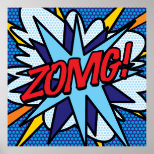 Poster Art Pop de Bande Dessinée Rétro Amusant ZOMG