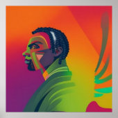Poster Art pop en gras | Homme Afro-Américain Avec Locus (Devant)