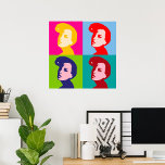 Poster Art pop féminin rétro<br><div class="desc">Retro femmes pop art design avec quatre femmes. Ce design semble vraiment efficace sur ces Poster</div>