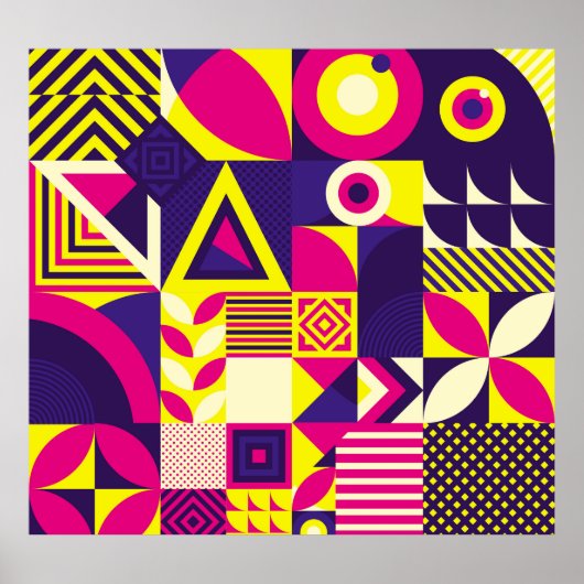 Poster Art pop, formes géométriques colorées. (Devant)