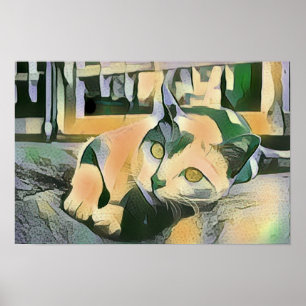 Poster Art Pop Moderne Calico Kitty Pour Amoureux de les 