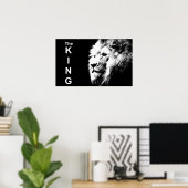 Poster Art Pop moderne Tête de Lion Noir&Blanc Élégant (Bureau à domicile)