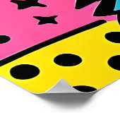 Poster Art Pop Rétro Chat Bleu Style 80's (Coin)