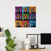 Poster Art Pop Tigre Grille Murale Gras Bold (Bureau à domicile)