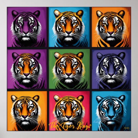 Poster Art Pop Tigre Grille Murale Gras Bold (Devant)