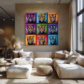 Poster Art Pop Tigre Grille Murale Gras Bold