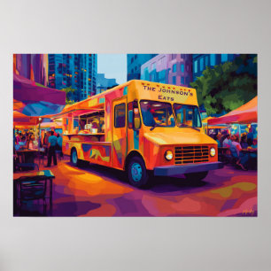 Poster Art Populaire Camion Alimentaire Scène de Rue Mura
