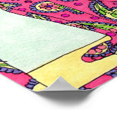 Poster Art populaire de chats rose Paisley (Coin)