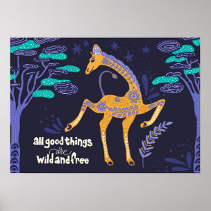 Poster Art populaire de la Giraffe magique