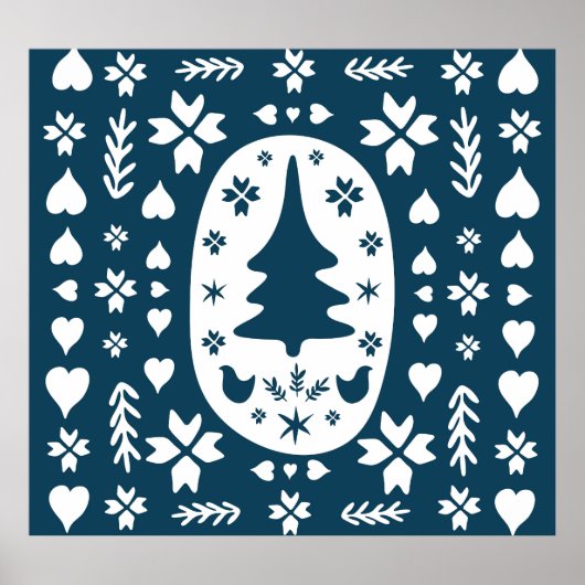 Poster Art populaire de Noël : Doodle scandinave. (Devant)