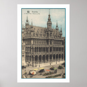 Poster ART Recyclé : 1900 BRUXELLES BELGIQUE POSTCARD