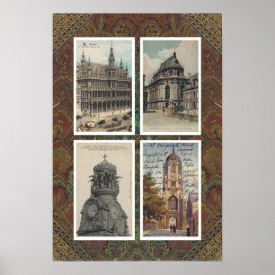 Poster ART Recyclé : 1900 EURO ARCHITECTURE 4 CARTES POST