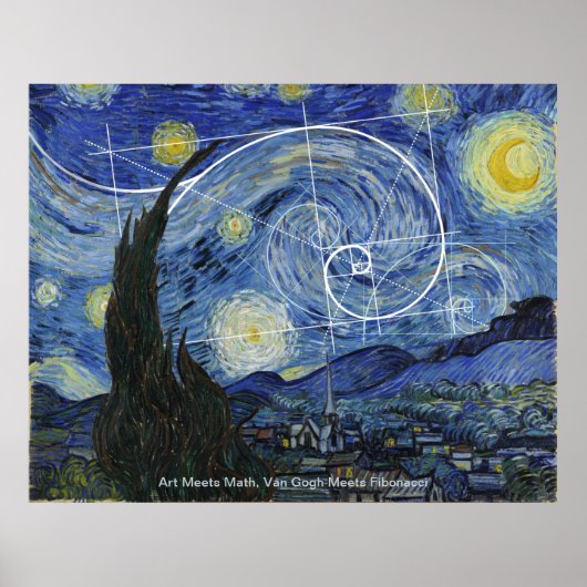 Poster Art rencontre les maths, Van Gogh rencontre Fibona (Devant)