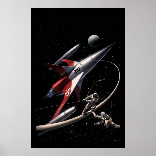 Poster Art Rétro Sci-Fi Fantastique Espace Astronautes (Devant)