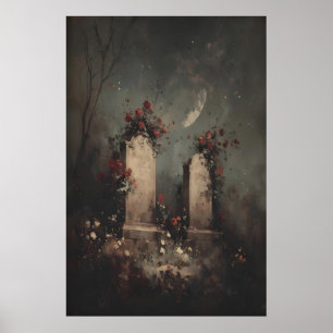 Poster Art romantique gothique de cimetière, Académie som