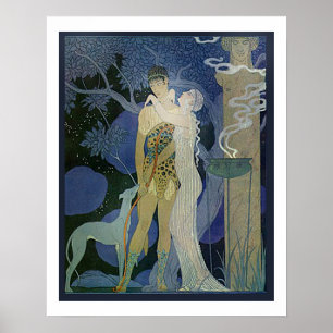 Poster Art Romantique Nouveau Couple Avec Greyhound
