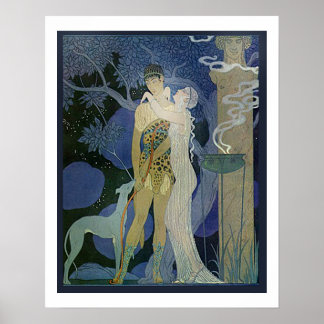 Poster Art Romantique Nouveau Couple Avec Greyhound