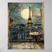 Art romantique personnalisé vintage Paris tour Eif