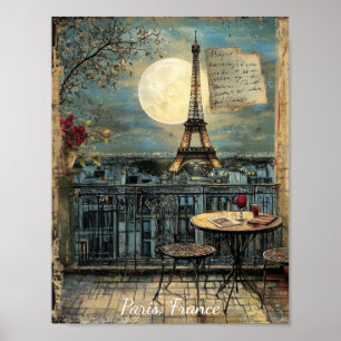 Poster Art romantique personnalisé vintage Paris tour Eif