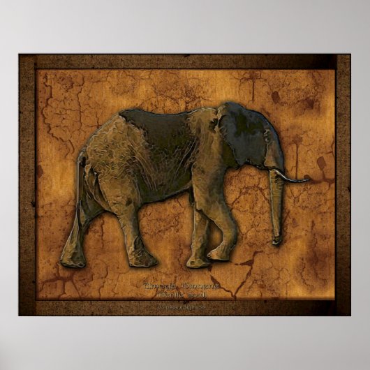 Poster Art rustique africain Elephant (Devant)