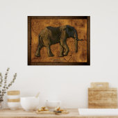 Poster Art rustique africain Elephant (Cuisine)