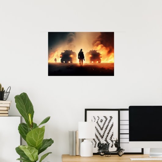 Poster Art scène d'action militaire (Bureau à domicile)