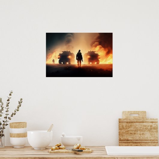 Poster Art scène d'action militaire (Cuisine)