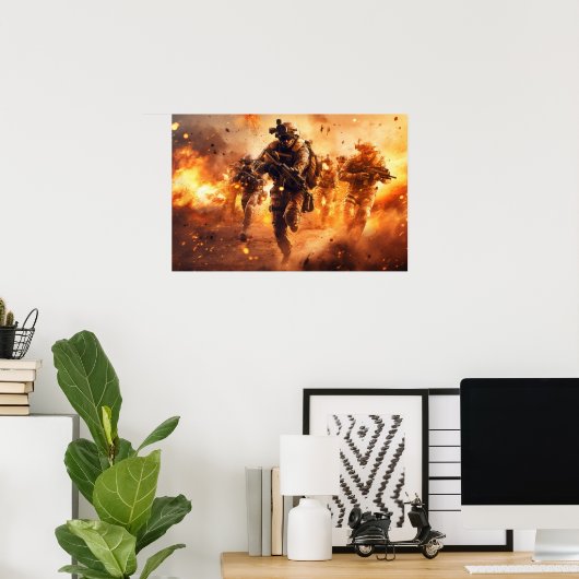Poster Art scène d'action militaire (Bureau à domicile)